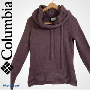 Columbia M cowl neck sweater wool blend plum